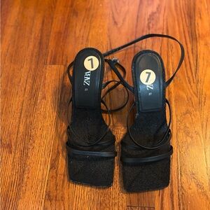 Zara Elegant Black Strappy Heels